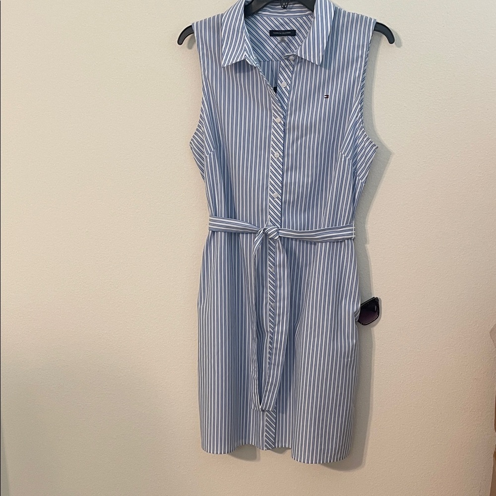 NWT Tommy Hilfiger Blue & White Striped Shirt Dress - Picture 3 of 15